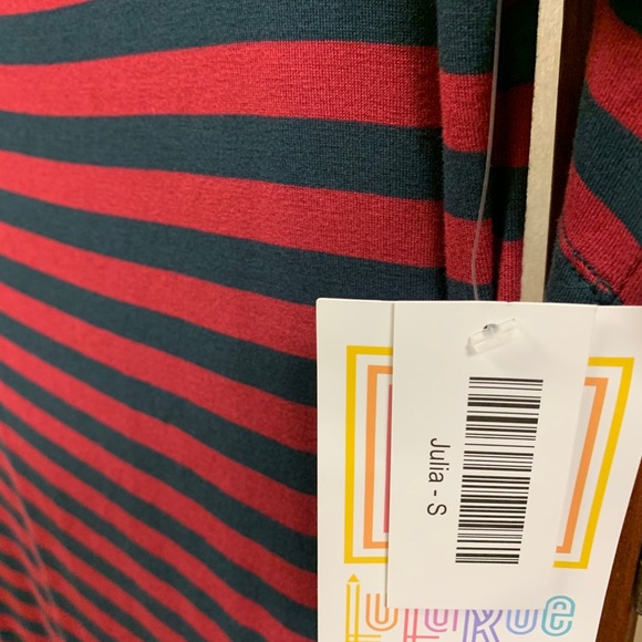LuLa Roe Julia NWT. Dark Red with stripes. Size S - Picture 4 of 5